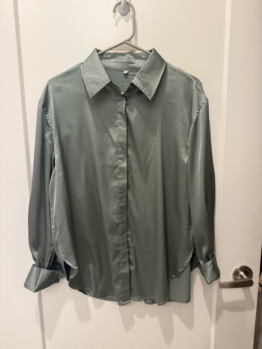 Daily Drills Green Women's Button-Down silk top